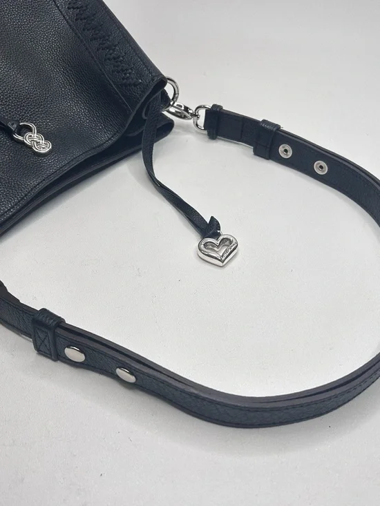 BRIGHTON Interlok Georgia Convertible Hobo BLACK $565 Pebbled Leather Celtic EUC - Picture 10 of 13